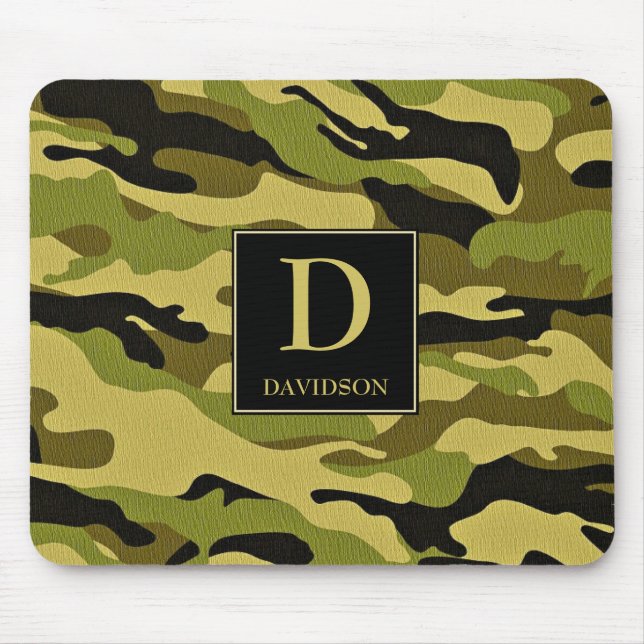 Camo with Initial Monogram Camouflage Mouse Pad (Front)