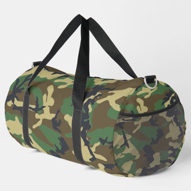 Camo Woodland Duffle Bag (Right Corner)