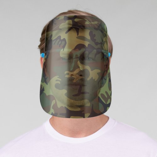 Camo woodland hunters disguise brown green face shield