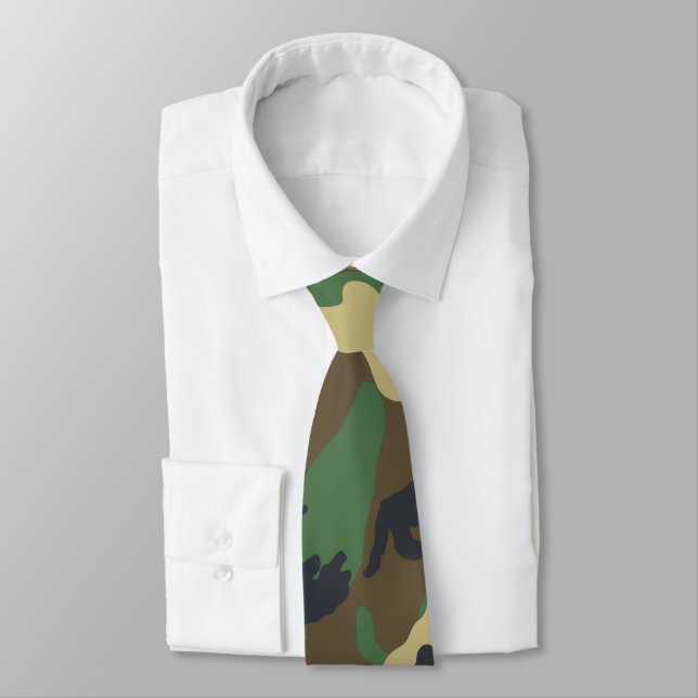 Camo Woodland Neck Tie (Tied)
