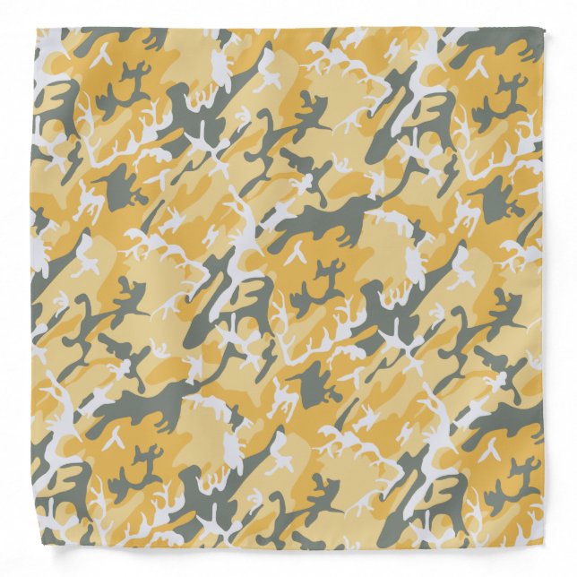 Camo Yellow Gray White Cloth Bandana (Front)
