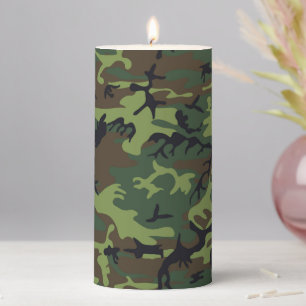 CAMOFLAGE HUNTING PATTERN PILLAR CANDLE