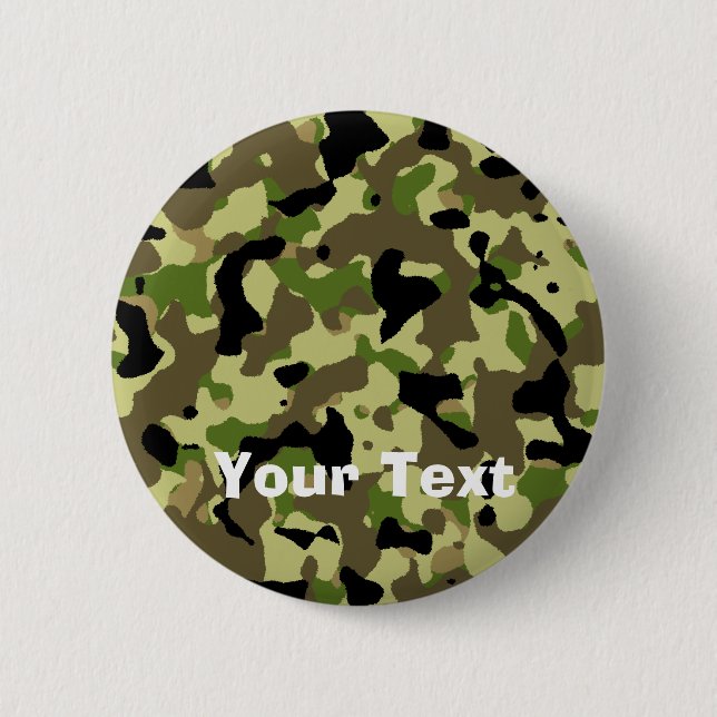 Camoflage Khaki Commando Game Badge Name Tag Button (Front)