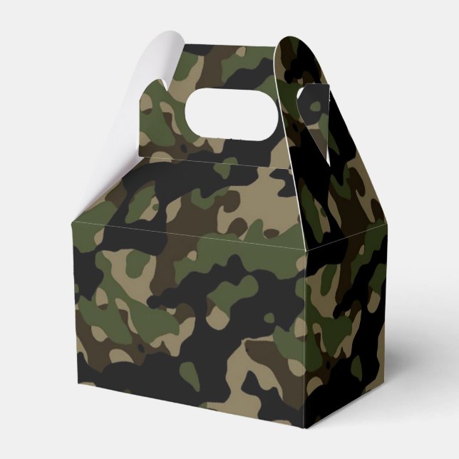 Camoflague Army Camo Birthday Party Favor Favor Boxes (Front Side)