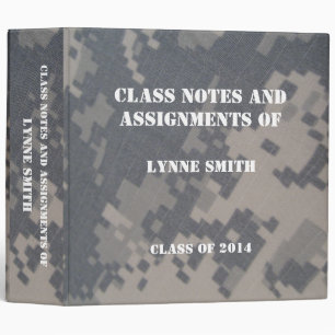 Camoflauge ACU Class Notes, Personalized 3 Ring Binder