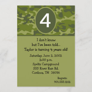 Camoflauge Birthday Invitations