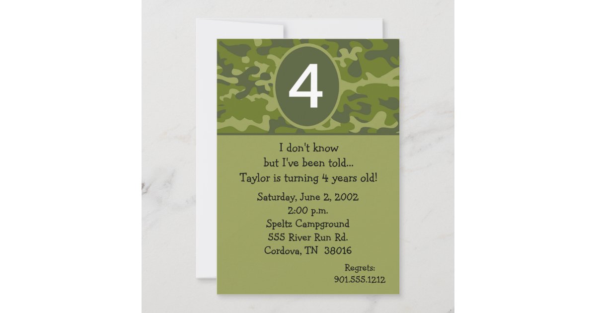 Camoflauge Birthday Invitations | Zazzle