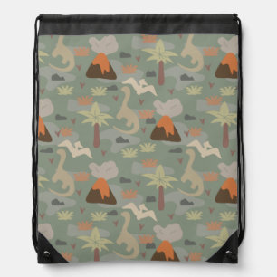 Camoflauge Dinosaurs and Volcanoes Drawstring Bag