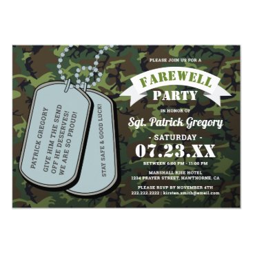 Camoflauge Soldier Dog Tags Farewell Party Invitation Camoflauge Soldier Dog Tags Farewell Party Invitation