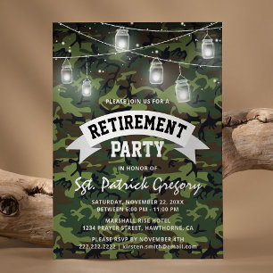 Camoflauge Soldier Veteran Retirement Party Invitation