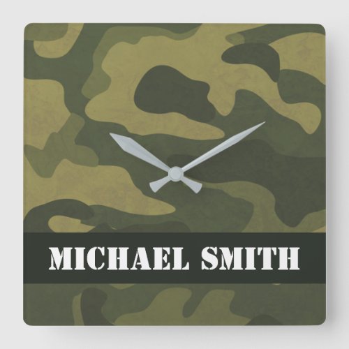 Camoflauge Square Wall Clock