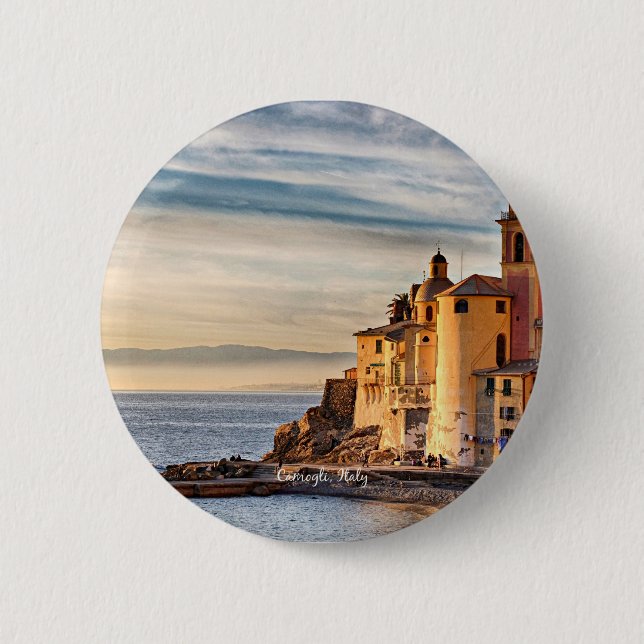 Camogli, Italy scenic photograph Button (Front)