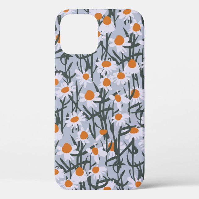 Camomile field seamless pattern on gray background Case-Mate iPhone case (Back)