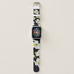 Camomile flowers watercolor illustration pattern apple watch band