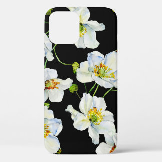 Camomile flowers watercolor illustration pattern iPhone 12 case