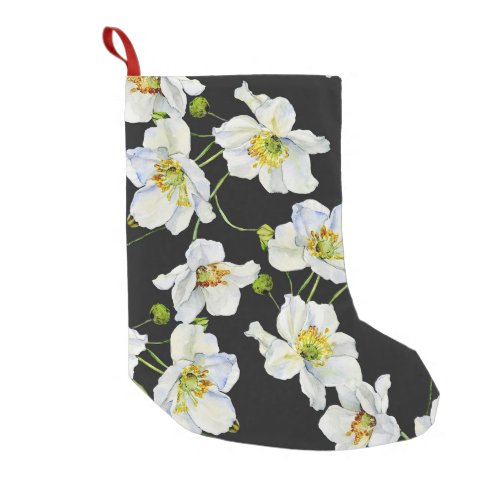 Camomile Flowers Watercolor Illustration Pattern Small Christmas Stocking