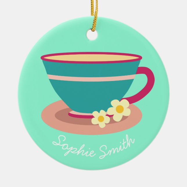 Camomile tea for tea lovers ceramic ornament (Front)