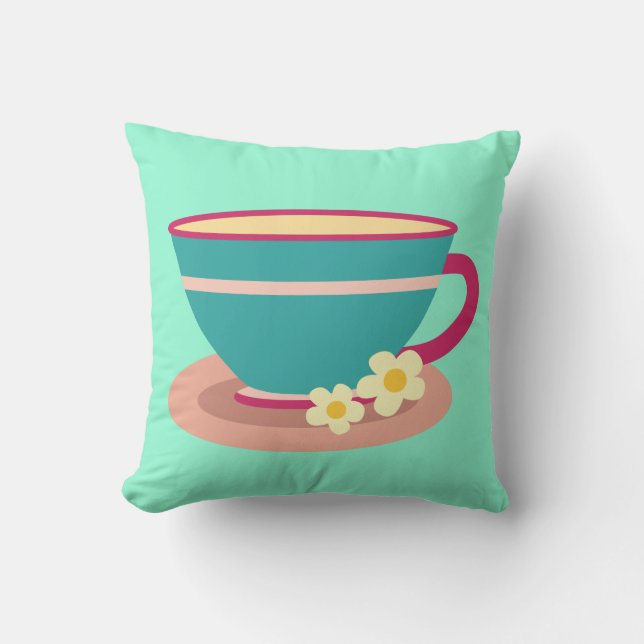 Camomile tea for tea lovers throw pillow (Front)
