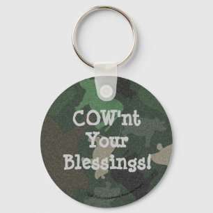 CaMOOflage Cow Collage in Green Keychain