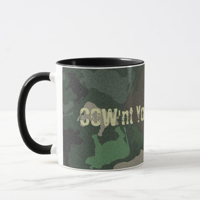 CaMOOflage Cow Collage in Green Mug (Left)