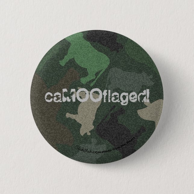 CaMOOflage Cow Collage in Green Pinback Button (Front)