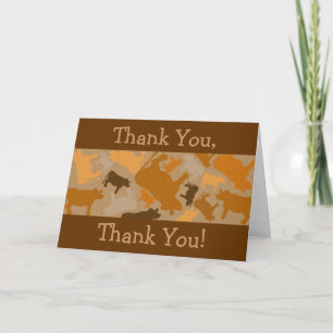 CaMOOflage Cow Collage in Orange Letterpress Thank You Card