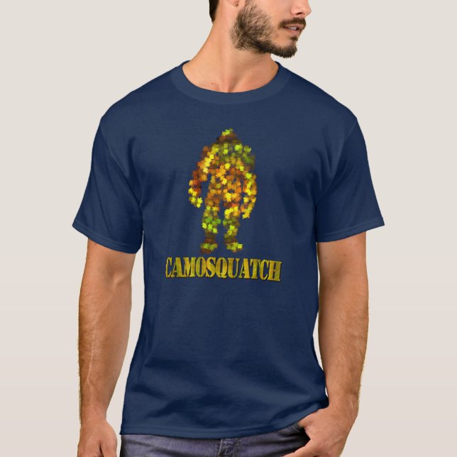 CamoSquatch: Bobo will never find Bigfoot T-Shirt (Front)