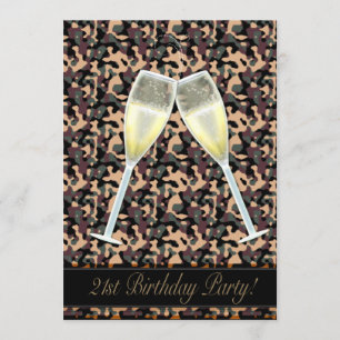 Camouflage 21st Birthday Party Invitation