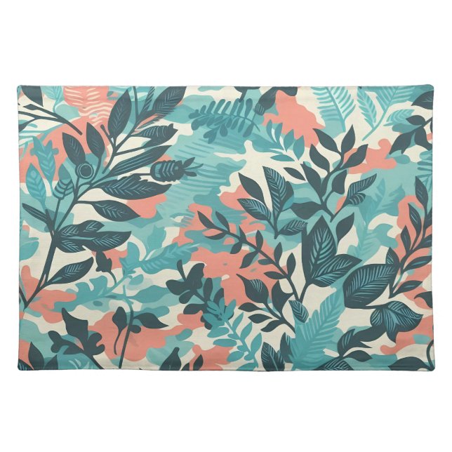 Camouflage Abstract Leaves Cloth Placemat (Front)