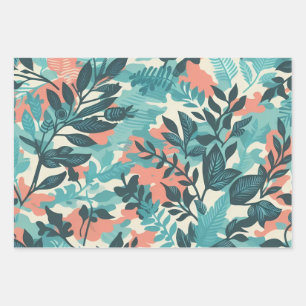 Camouflage Abstract Leaves Wrapping Paper Sheets