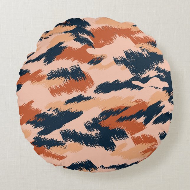 Camouflage Abstract: Vintage Seamless Wallpaper. Round Pillow (Front)