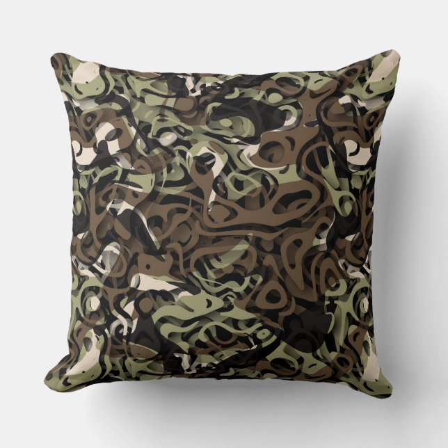 Camouflage Abstraction Throw Pillow (Front)