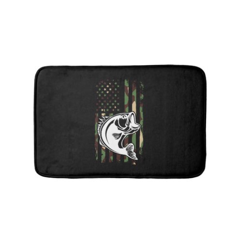 Camouflage American Flag Bass Fishing Bath Mat