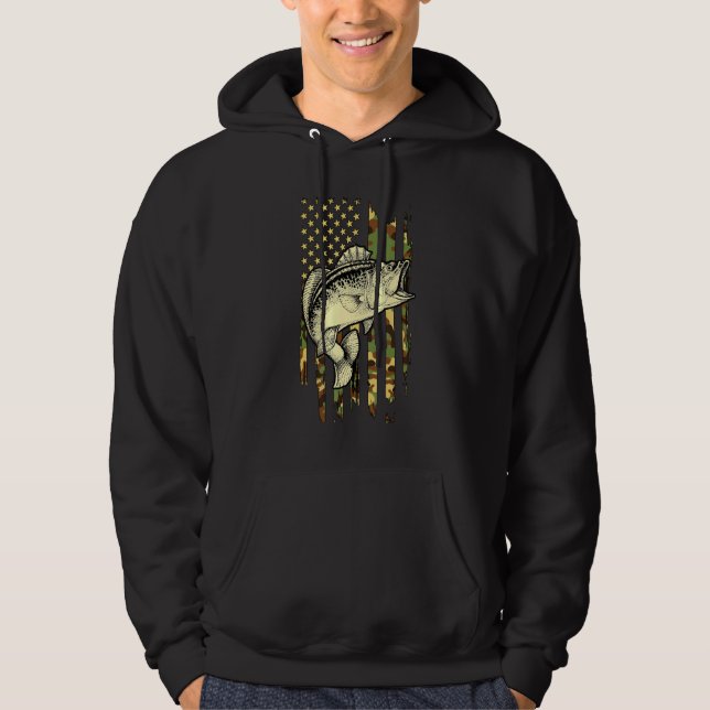 Camouflage American Flag Bass Fishing Camo Usa Fis Hoodie (Front)
