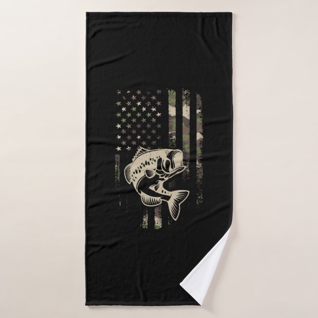 Camouflage American Flag Bass Fishing Fisherman  Bath Towel (Bath Towel)