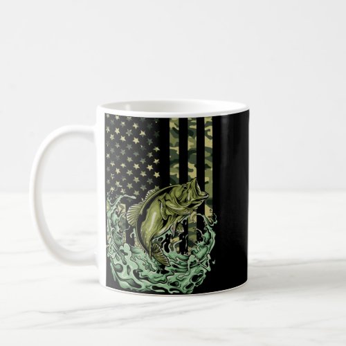 Camouflage American Flag Bass Fishing Fisherman Fa Coffee Mug