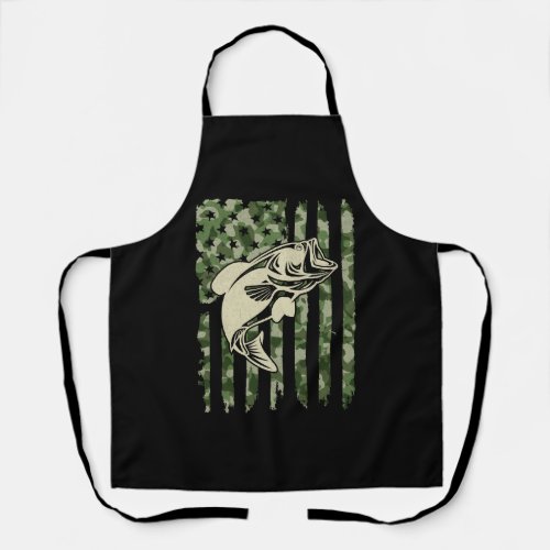 Camouflage American Flag Bass Fishing Gift Apron