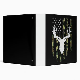 Camouflage American Flag Deer Hunting 3 Ring Binder