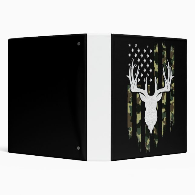 Camouflage American Flag Deer Hunting 3 Ring Binder (Background)