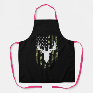 Camouflage American Flag Deer Hunting Apron