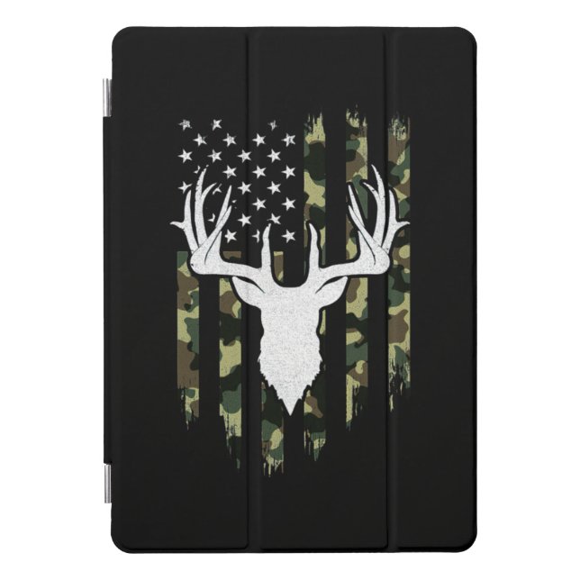 Camouflage American Flag Deer Hunting iPad Pro Cover (Front)