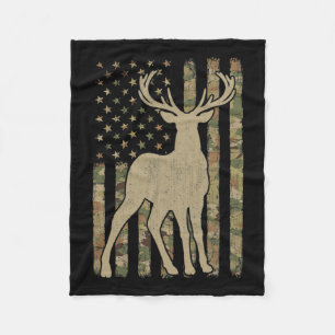 Camouflage American Flag Usa Hunter Deer Hunting E Fleece Blanket
