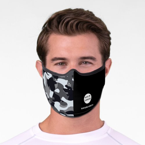 Camouflage and black business logo custom premium face mask