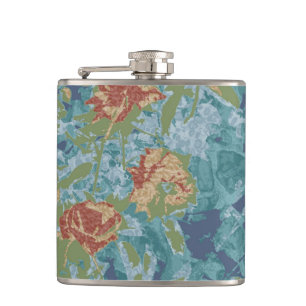 Camouflage and flowers flask