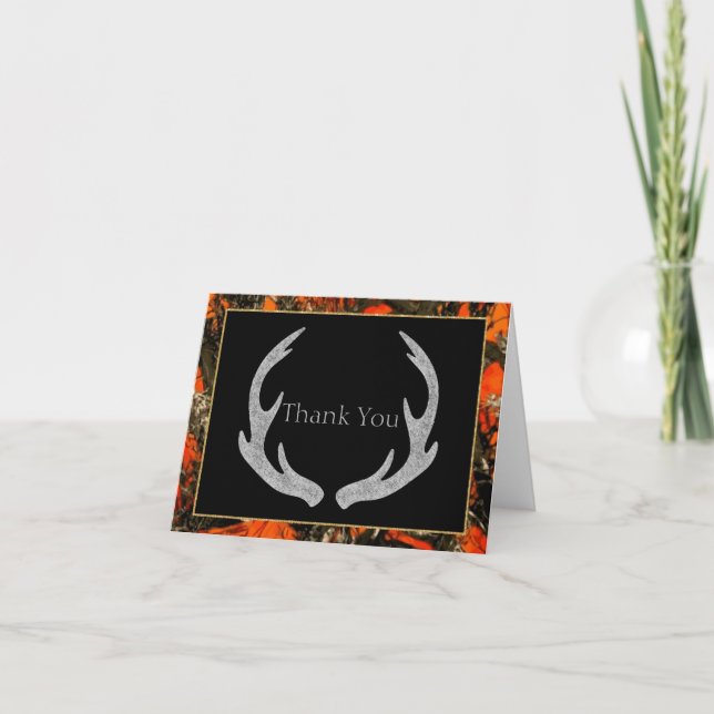 Camouflage Antlers Folded Thank You Card (Front)