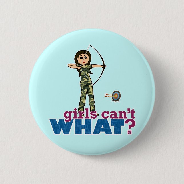 Camouflage Archery Girl - Light Button (Front)