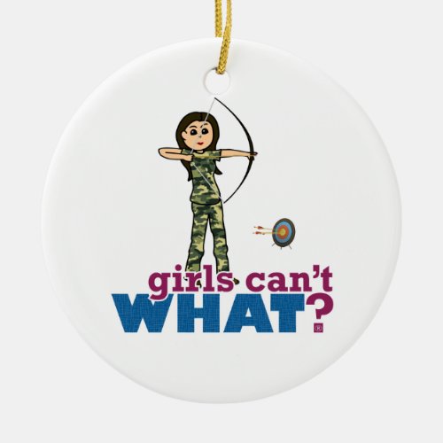 Camouflage Archery Girl _ Light Ceramic Ornament