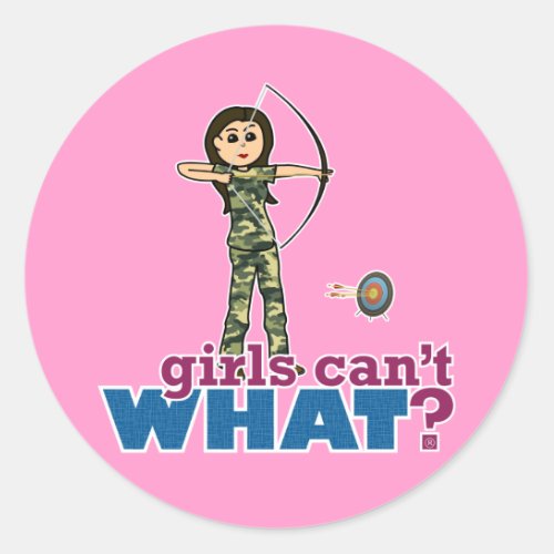 Camouflage Archery Girl _ Light Classic Round Sticker