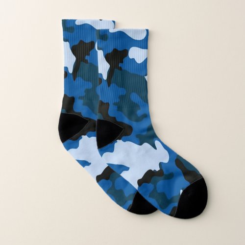 Camouflage army blue pattern Full printed Socks  