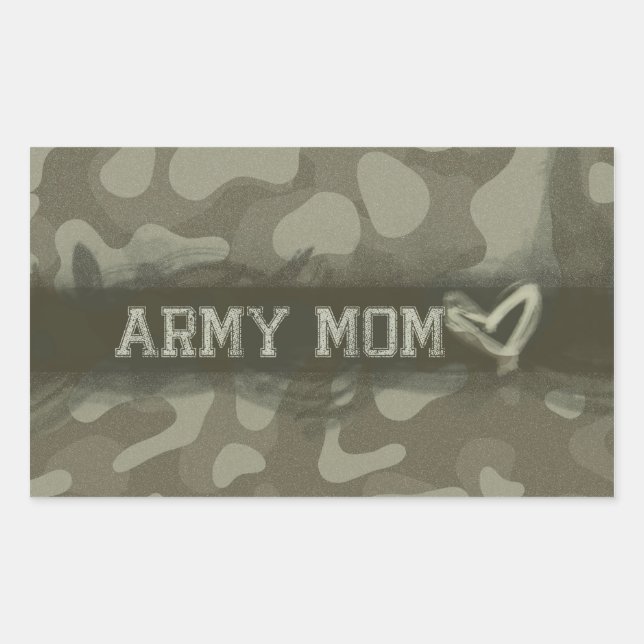 Camouflage Army Mom Heart of Love Rectangular Sticker (Front)